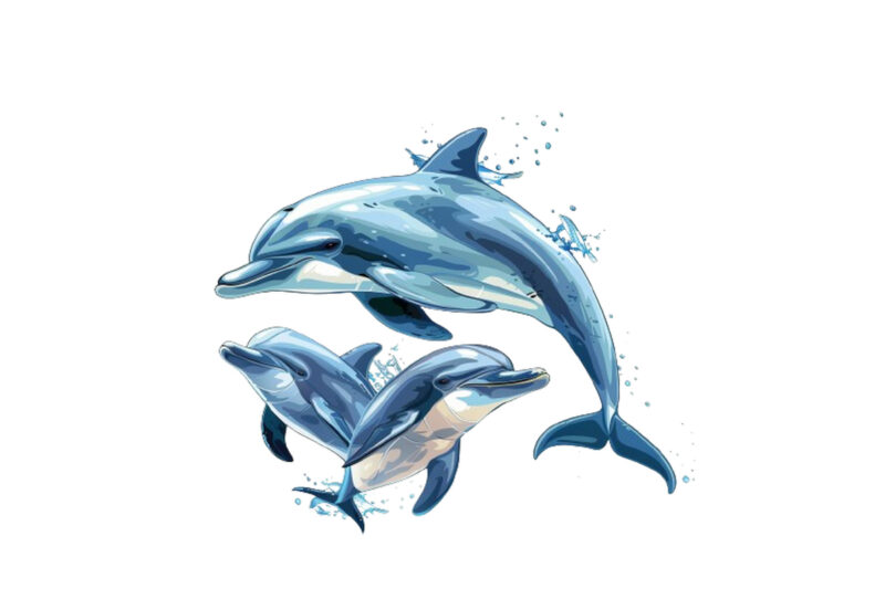 Mom and Baby cartoon dolphin clipart