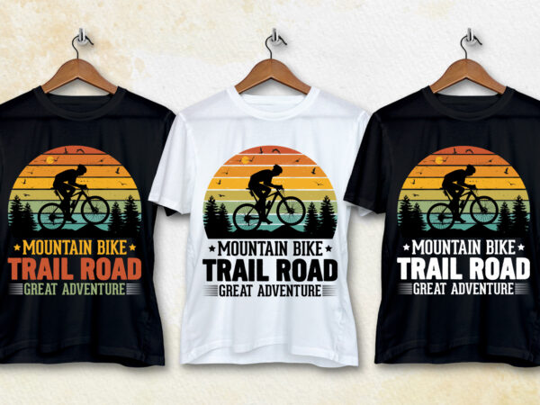 Mountain bike trail road great adventure t-shirt design