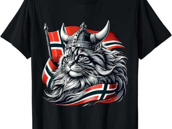 Norwegian cat viking norway flag t-shirt