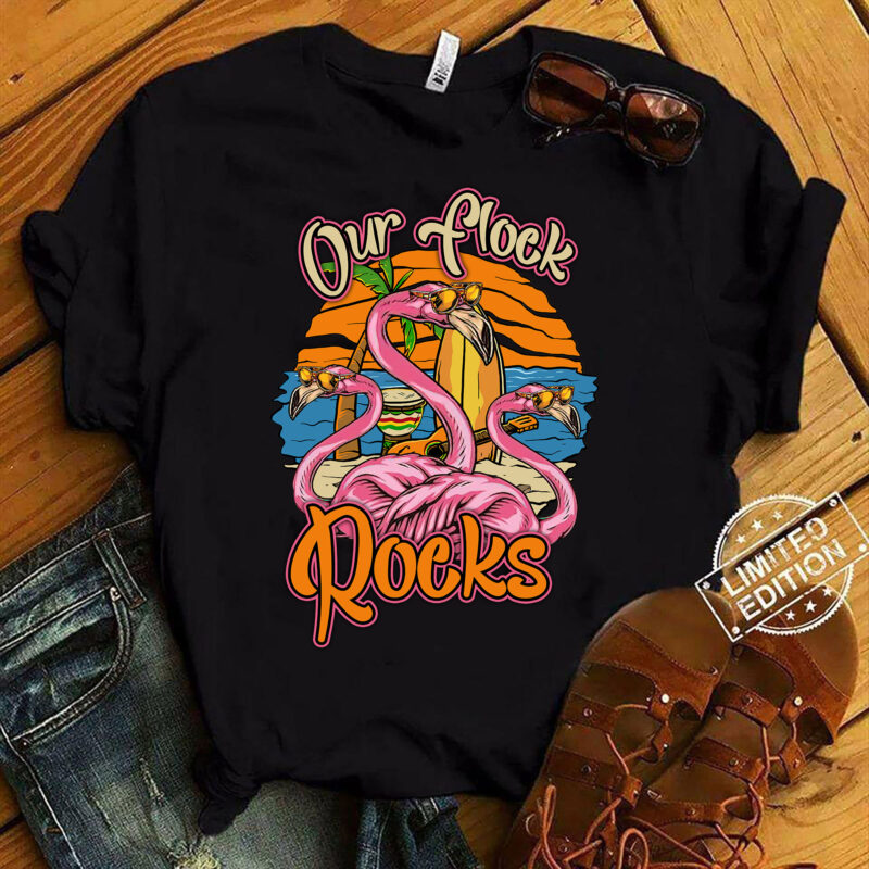 Our Flock Rocks Flamingo Matching Family Vacation T-Shirt ltsp