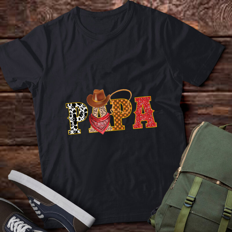 Papa Cowboy Western First Rodeo Birthday Party Matching T-Shirt ltsp