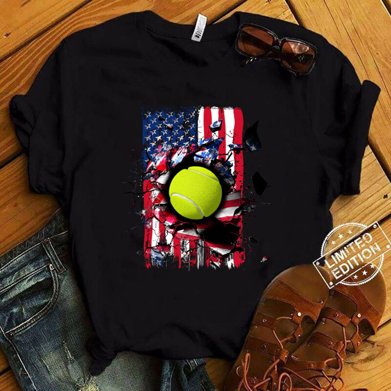 Patriotic tennis 4th Of July Men USA American Flag Boys T-Shirt ltsp