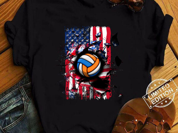 Patriotic volleyball 4th of july men usa american flag boys t-shirt ltsp