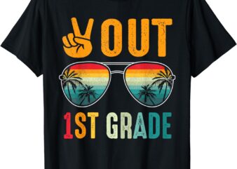 Peace Out 1st Grade Retro Graduation Last Day Of School T-Shirt