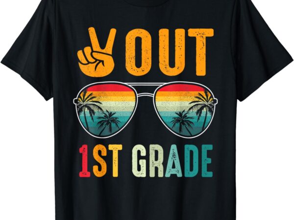 Peace out 1st grade retro graduation last day of school t-shirt