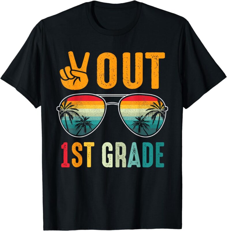 Peace Out 1st Grade Retro Graduation Last Day Of School T-Shirt