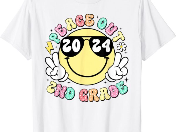 Peace out 2nd grade retro smile last day of school 2024 t-shirt