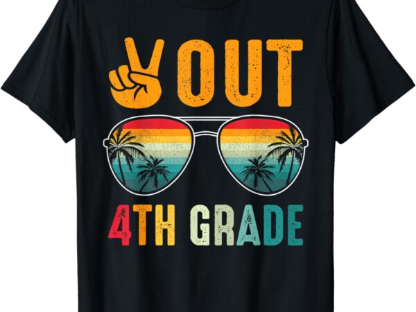 Peace out 4th grade retro graduation last day of school t-shirt