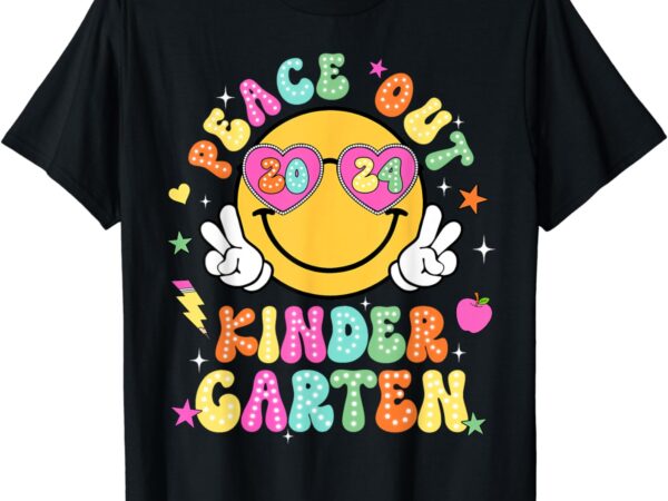 Peace out kindergarten cute groovy last day of kindergarten t-shirt