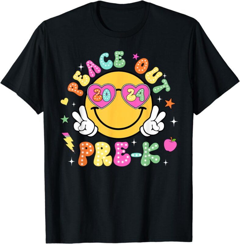 Peace Out Pre-K Cute Groovy Last Day of Pre-K T-Shirt