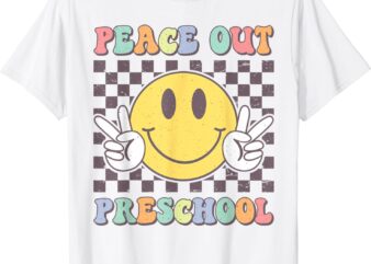 Peace Out Preschool Graduation Last Day Of School Groovy T-Shirt