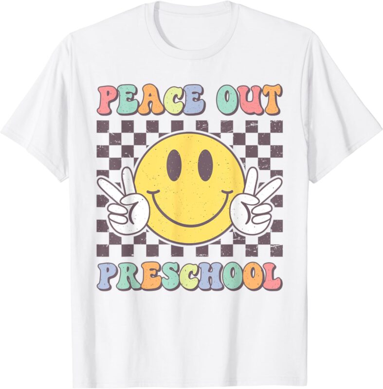 Peace Out Preschool Graduation Last Day Of School Groovy T-Shirt