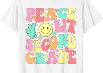 Peace Out Second Grade Groovy 2nd Grade Last day of school T-Shirt