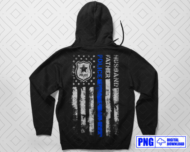 Husband Father Police PNG, Fathers Day Png, Patriotic American 4th Of July Png, Blue Line Distressed Sublimation File, Police Officer Gifts