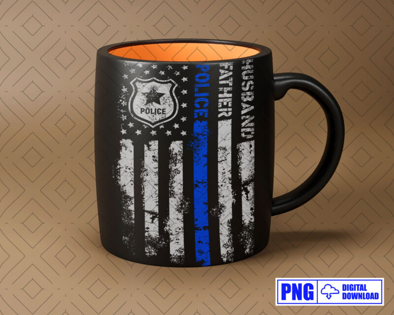 Husband Father Police PNG, Fathers Day Png, Patriotic American 4th Of July Png, Blue Line Distressed Sublimation File, Police Officer Gifts