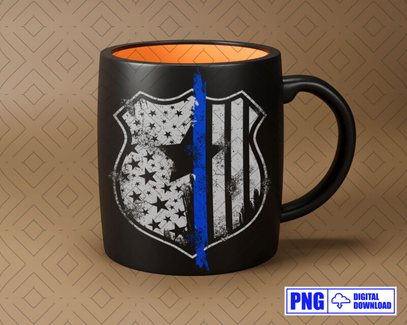 Thin Blue Line USA Flag Police Logo Badge PNG, Distressed Png Sublimation, Patriotic American 4th of July Png, Police Officer Gift, Dad Png