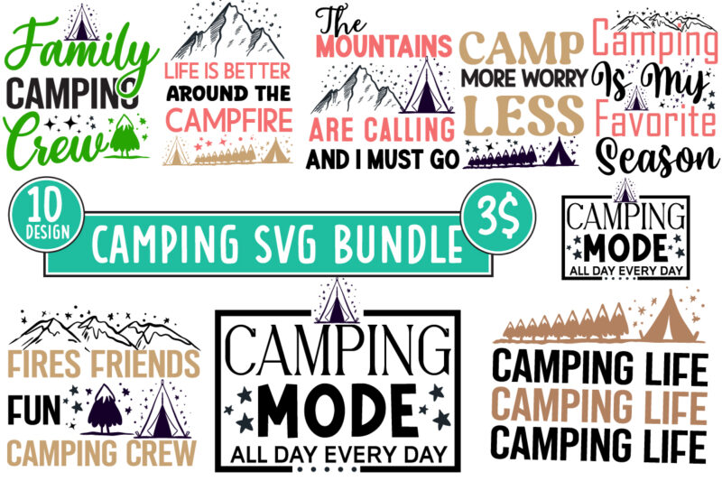 Camping T-Shirt Design Bundle,Camper SVG Bundle, Camping T-Shirt Design Mega Bundle , Adventure T-Shirt Design , Camping SVG bundle