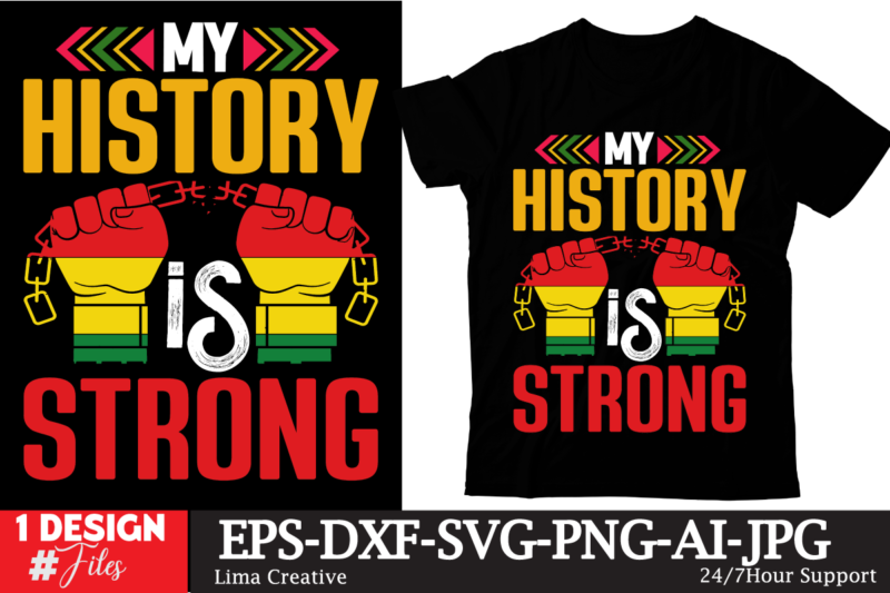 My History Is Trong T-shirt Design, Black History Embroidery Design, Juneteenth 1865 Machine Embroidery Design, African Machine Embroidery P