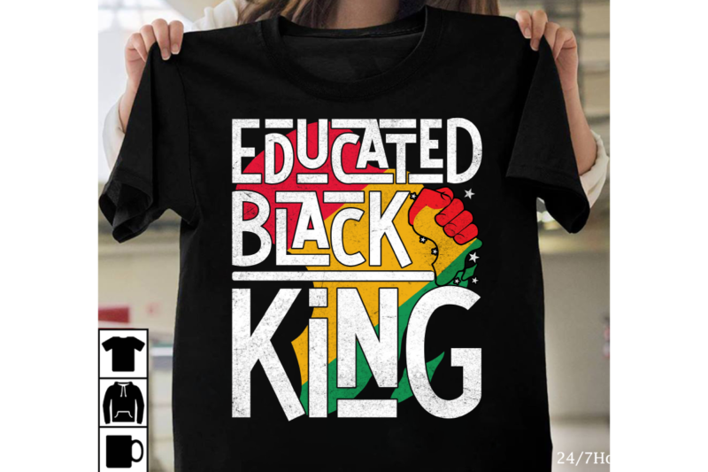 Educated Black King T-shirt Design, Black History Embroidery Design, Juneteenth 1865 Machine Embroidery Design, African Machine Embroidery P