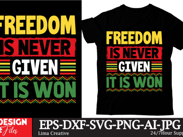 Freedom is never given it is won t-shirt design, juneteenth t-shirt design ,juneteenth sublimation, juneteenth svg quotes