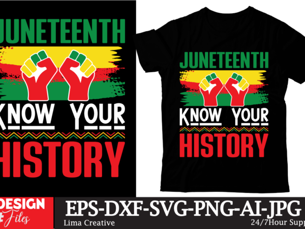 Juneteenth know your history t-shirt design, black history embroidery design, juneteenth 1865 machine embroidery design, african machine emb