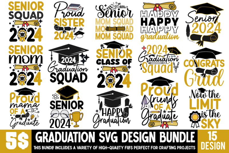 Graduation SVG DEsign BUndle ,Proud Graduate 2024 SVG PNG Bundle, Senior Svg Bundle, Proud Senior Svg, Class of 2024 Svg, Senior Family Svg,