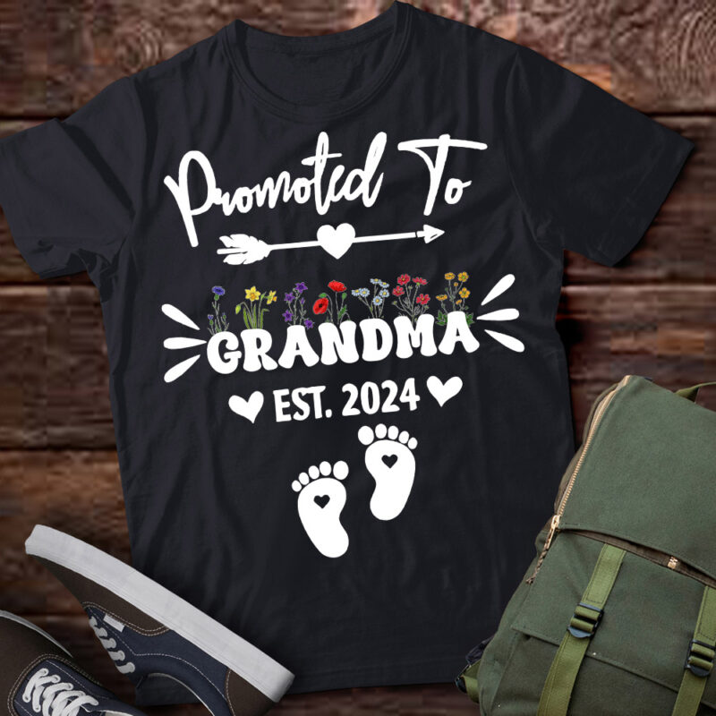 Promoted To Grandma Est 2024 New Grandma Women Grandmother T-Shirt PN