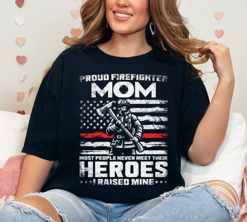 Thin Red Line USA Flag Proud Firefighter Mom Gifts PNG, Mothers Day Png, Strong Women T shirts Design, Fire Womens T shirt, Fire Mom Decal