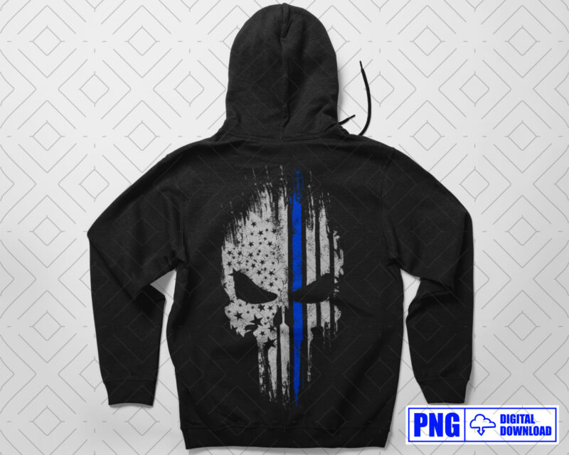 Punisher Skull Thin Blue Line USA Flag Skull Police PNG, Police Officer Gifts, Police Retirement Party, Fourth of July Png, Sublimation