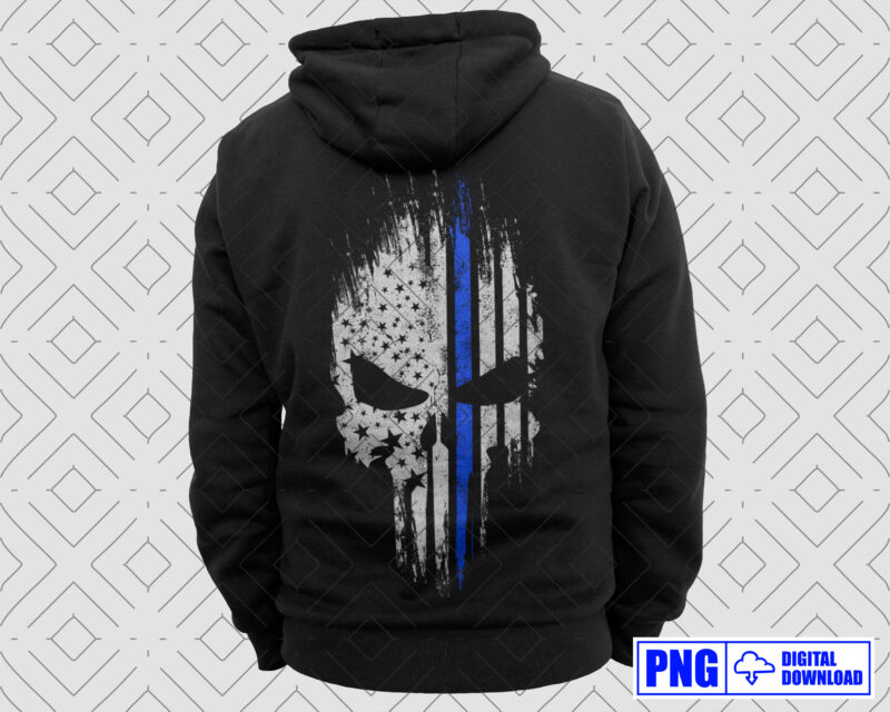 Punisher Skull Thin Blue Line USA Flag Skull Police PNG, Police Officer Gifts, Police Retirement Party, Fourth of July Png, Sublimation