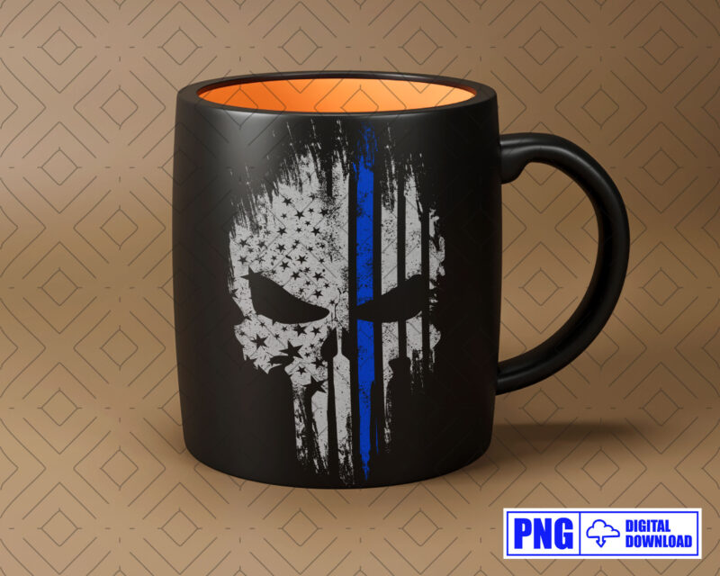 Punisher Skull Thin Blue Line USA Flag Skull Police PNG, Police Officer Gifts, Police Retirement Party, Fourth of July Png, Sublimation