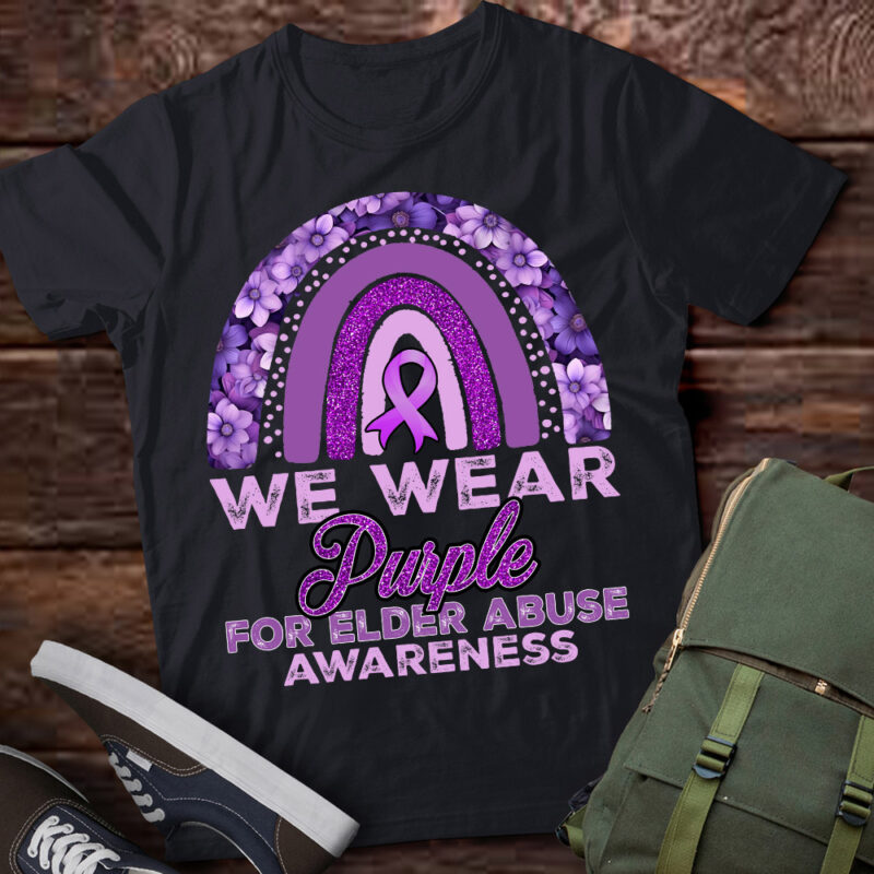 Rainbow We Wear Purple World Elder Abuse Awareness T-Shirt ltsp