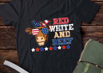 Red White And Beef Usa Flag 4th Of July Funny Cow Vintage T-Shirt ltsp
