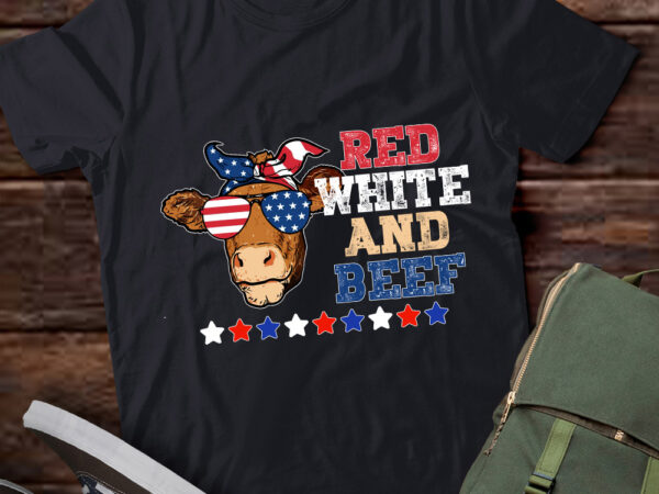 Red white and beef usa flag 4th of july funny cow vintage t-shirt ltsp