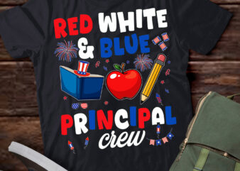 Red White & Blue Principal Crew Happy 4th Of July T-Shirt ltsp