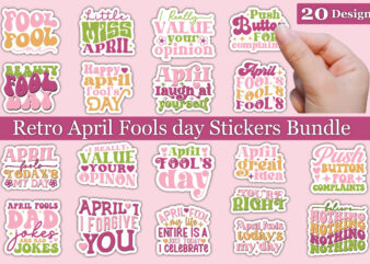 Retro april fools day stickers svg bundle