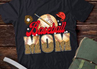Retro Baseball Leopard Mom Mama Baseball Life Softball Life Game Day T-Shirt ltsp