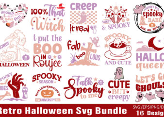 Retro Halloween T-shirt Bundle Retro Halloween SVG Bundle