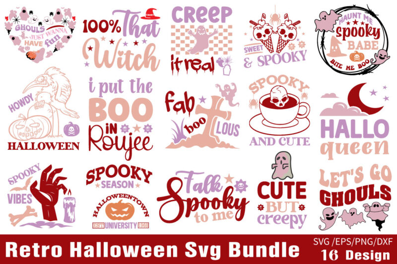 Retro Halloween T-shirt Bundle Retro Halloween SVG Bundle