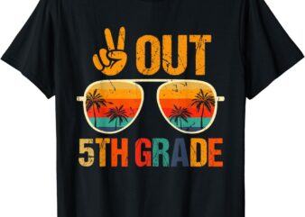 Retro Peace Out 5th Grade Groovy Happy Last Day Of School T-Shirt