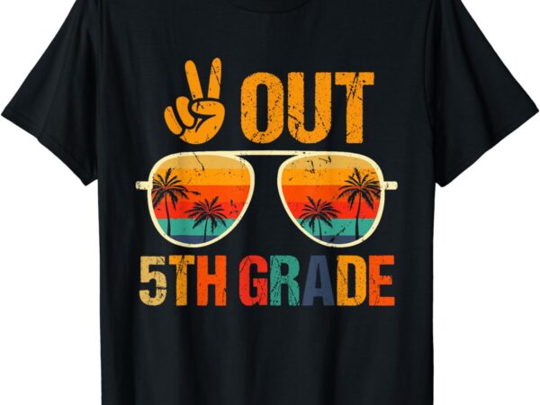 Retro peace out 5th grade groovy happy last day of school t-shirt