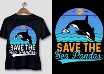 Save The Sea Pandas T-Shirt Design