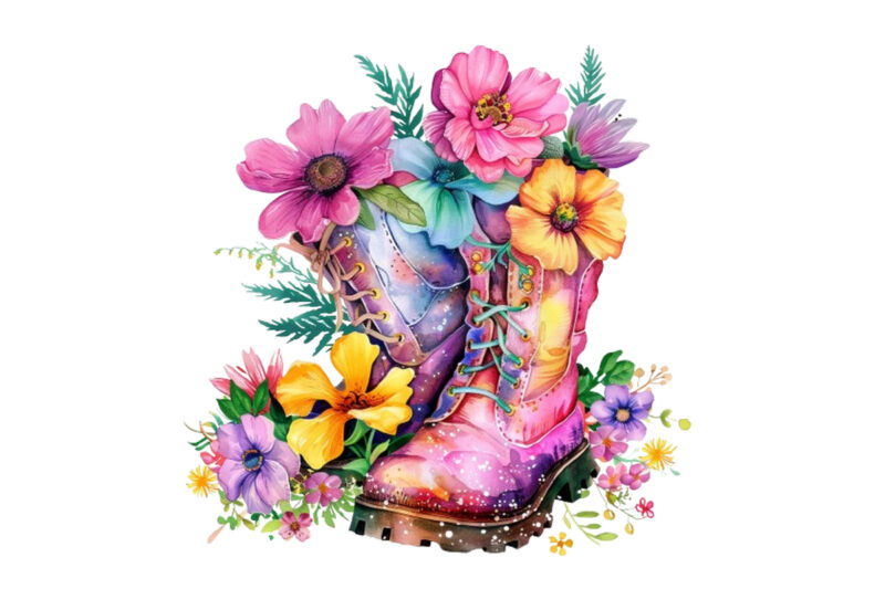 Spring Flowers in Boots clipart