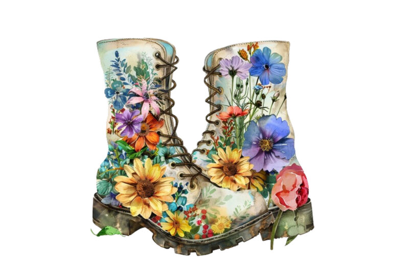 Spring Flowers in Boots clipart