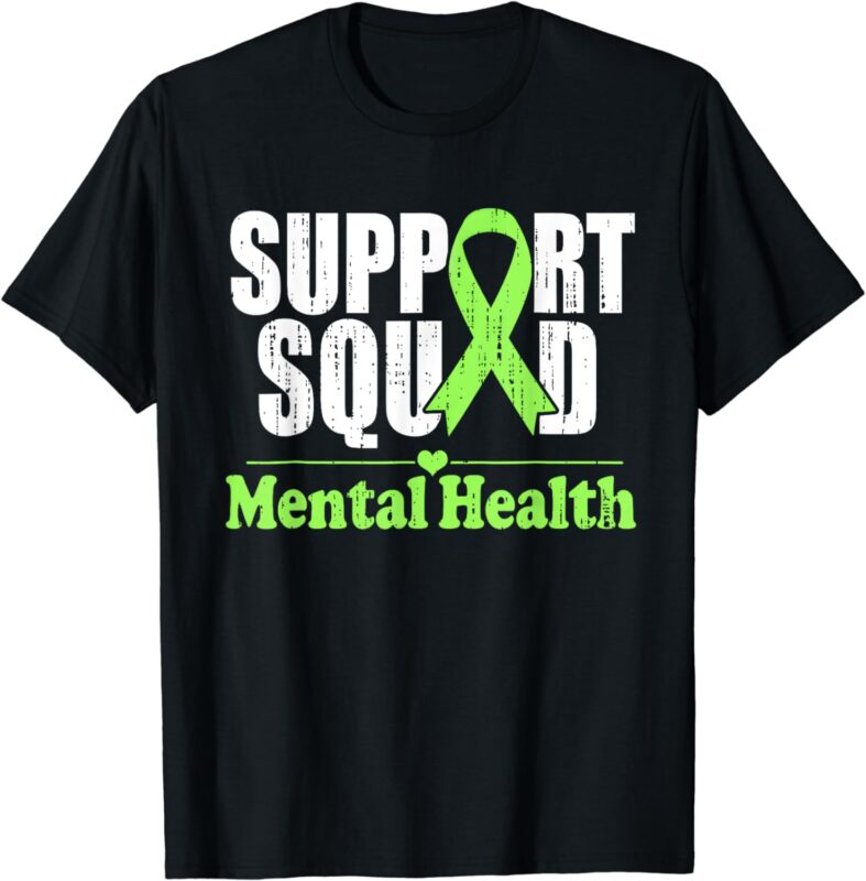 Support Squad Mental Health Awareness Lime Green Ribbon T-Shirt