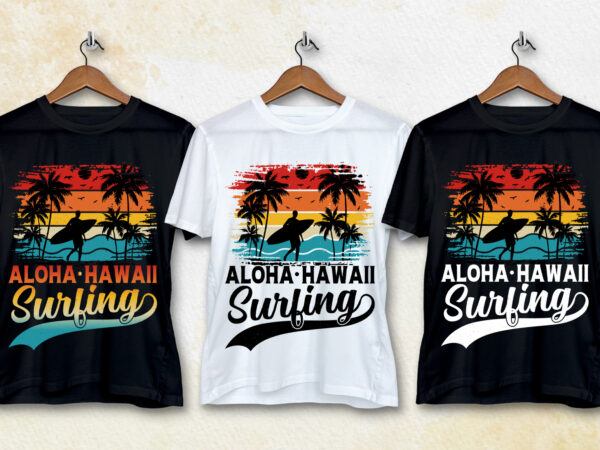 Surfing aloha hawaii t-shirt design