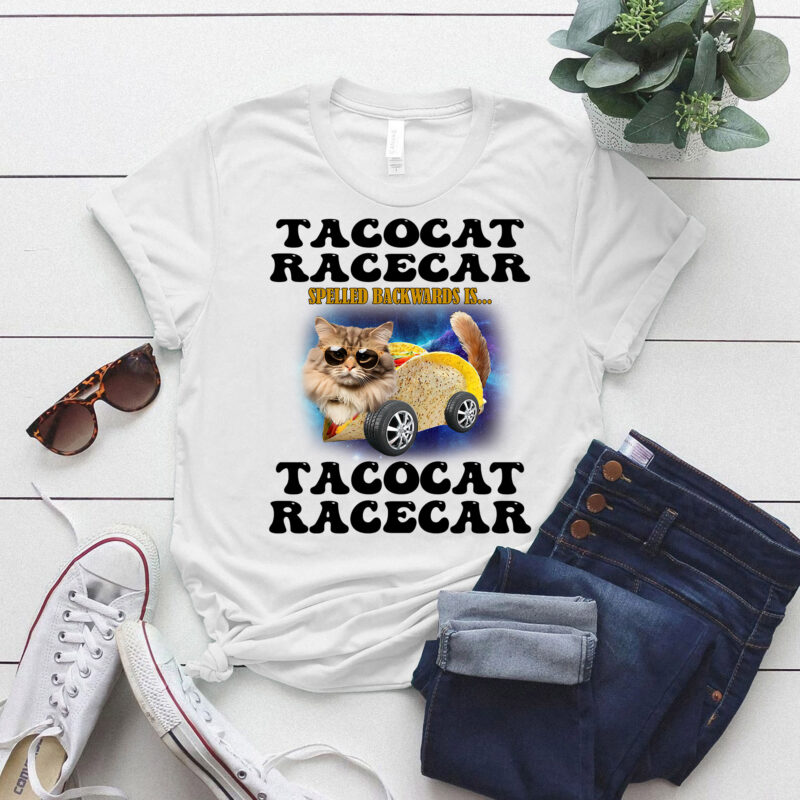 Tacocat Racecar Spelled Backwards Funny Mexican Car Taco Cat T-Shirt LTSP