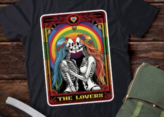 Tarot Card The Lovers Rainbow Kissing Lesbian Skeletons T-Shirt ltsp