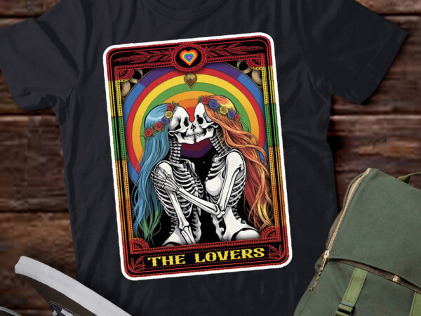 Tarot card the lovers rainbow kissing lesbian skeletons t-shirt ltsp