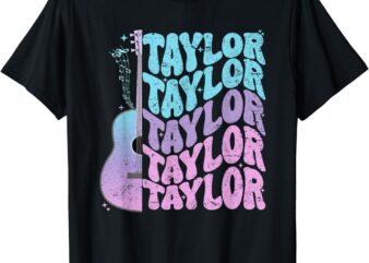 Taylor First Name I Love Taylor Girl Groovy 80’s Vintage T-Shirt